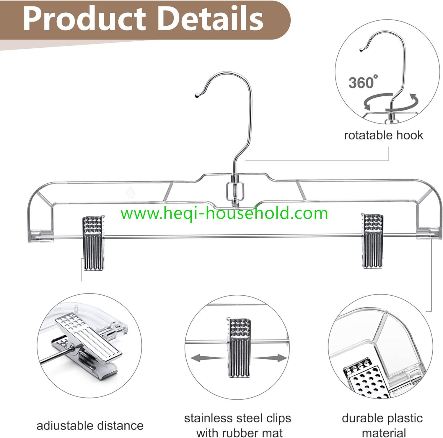 14 inch Clear Plastic Skirt Hangers with Adjustable Clips 054-2.jpg